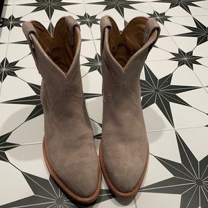 Tecovas grey suede booties